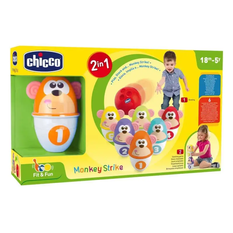 لعبة مونكي سترايك 2 في 1 من تشيكو "Chicco 2-in-1 Monkey Strike" (مناسبة للأعمار من 18 شهراً إلى 5 سنوات).  